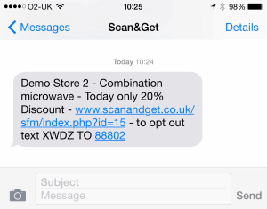 SMS / Text marketing demo screenshot